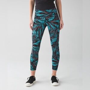 Lululemon Wunder Under Legging Palm Lace Tofino Teal Multi Size 4